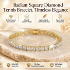 🔥 LAST DAY 90% OFF : Radiant Square Diamond Tennis Bracelet – Seamless Brilliance & Fluid Comfort