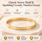 🔥 LAST DAY 90% OFF : Classic Screw Motif & Sparkling Crystal Bangle Bracelet – Timeless Luxury & Waterproof Titanium Steel