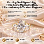 🔥 LAST DAY 90% OFF : Dazzling Oval "Pigeon's Egg" Three-Stone Moissanite Ring – Finger-Slimming Elegance & Five-Figure Brilliance