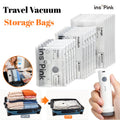 Vacuum Bags for Travel with USB Rechargeable Electric Pump, Durable Lightweight Storage Organizer, Space Saving Compression Bags , Portable Clothes Storage Organizer, Travel Packing Pouch for Garment & Outdoor Camping - Memorial Day Sale Deals