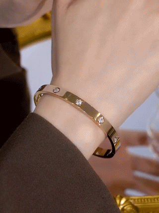 🔥 LAST DAY 90% OFF : Classic Screw Motif & Sparkling Crystal Bangle Bracelet – Timeless Luxury & Waterproof Titanium Steel