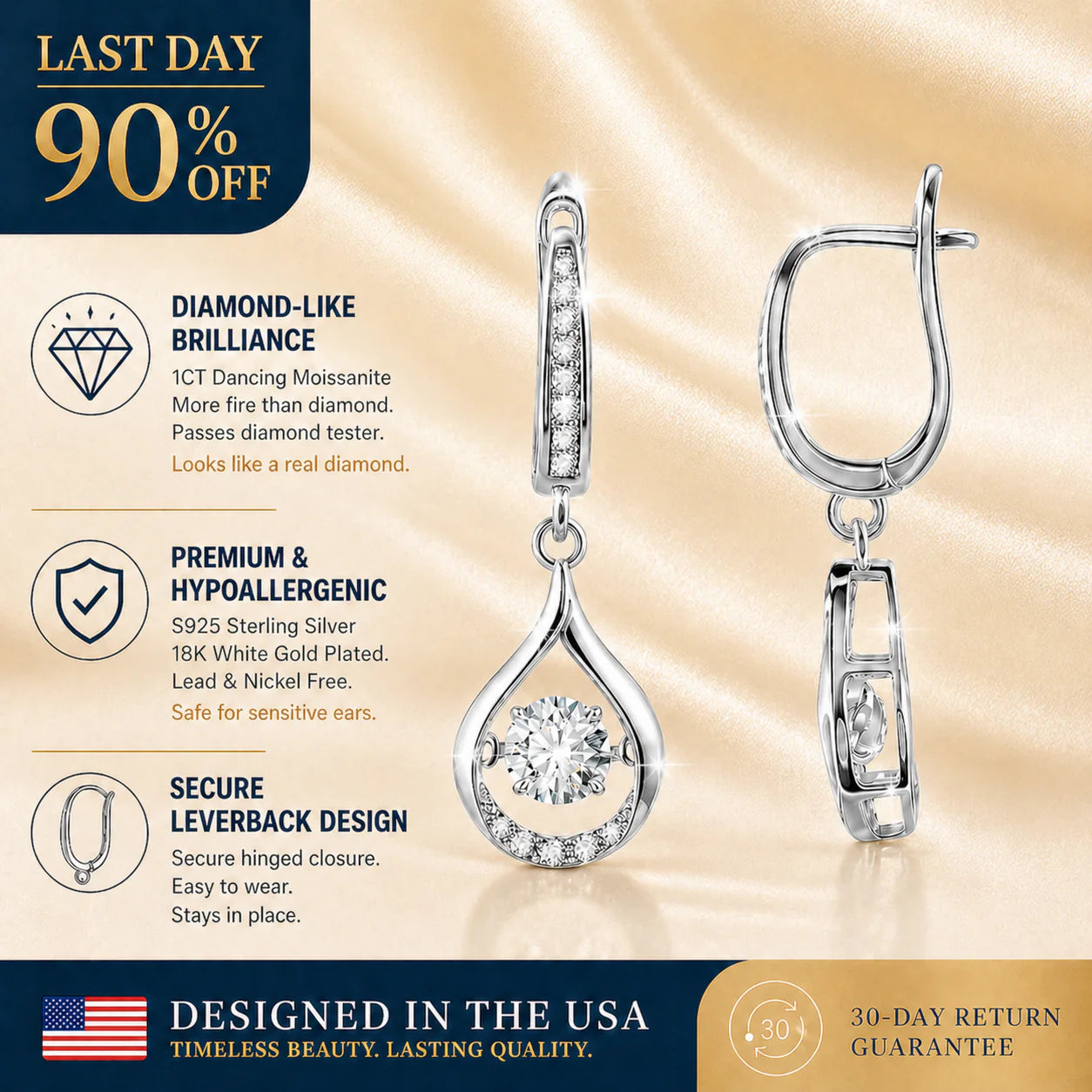 🔥🔥 90% OFF TODAY: 1-Carat "Dancing" Moissanite Earrings – The Pure S925 Comfort & Sparkle You Deserve 💖